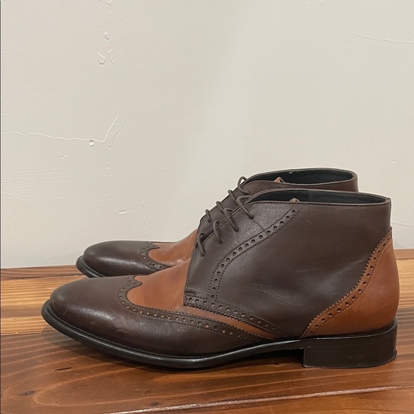 Paul Fredrick Made In Italy Leather Men\'s Two-Tone Brown Wingtip Boots Size 10M main image 13